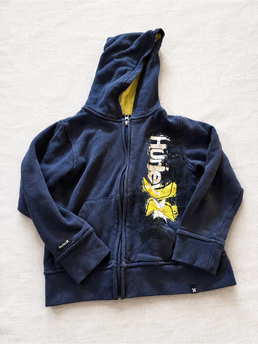 Hurley Navy and Yellow Kids Zip Hoodie